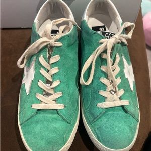 Golden goose size 38 sneakers. Green suede with white star. Gentle wear